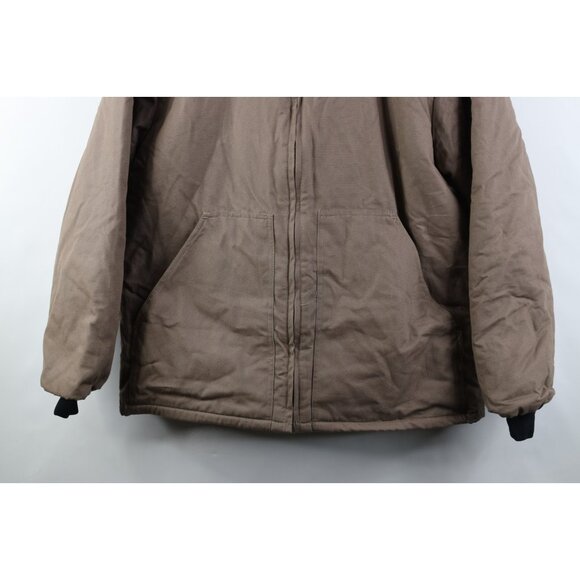 Vintage 90s Military Style Mens Large Faded Blouson Full Zip Jacket Canvas Brown - Picture 3 of 13